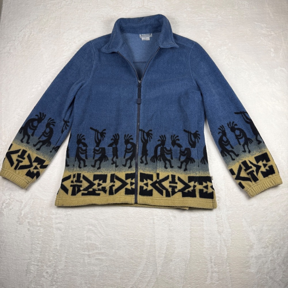 Angderson Arizona Fleece Full‎ Zip Jacket Southwestern Kokopelli Print Womens S